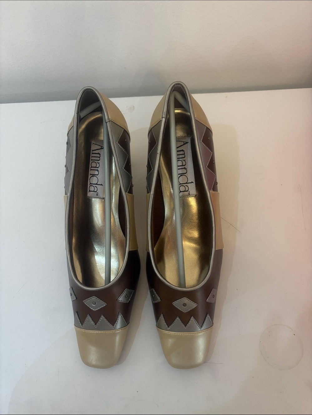 Amanda Two-Tone Beige and Gray Women's Slip-On Flats